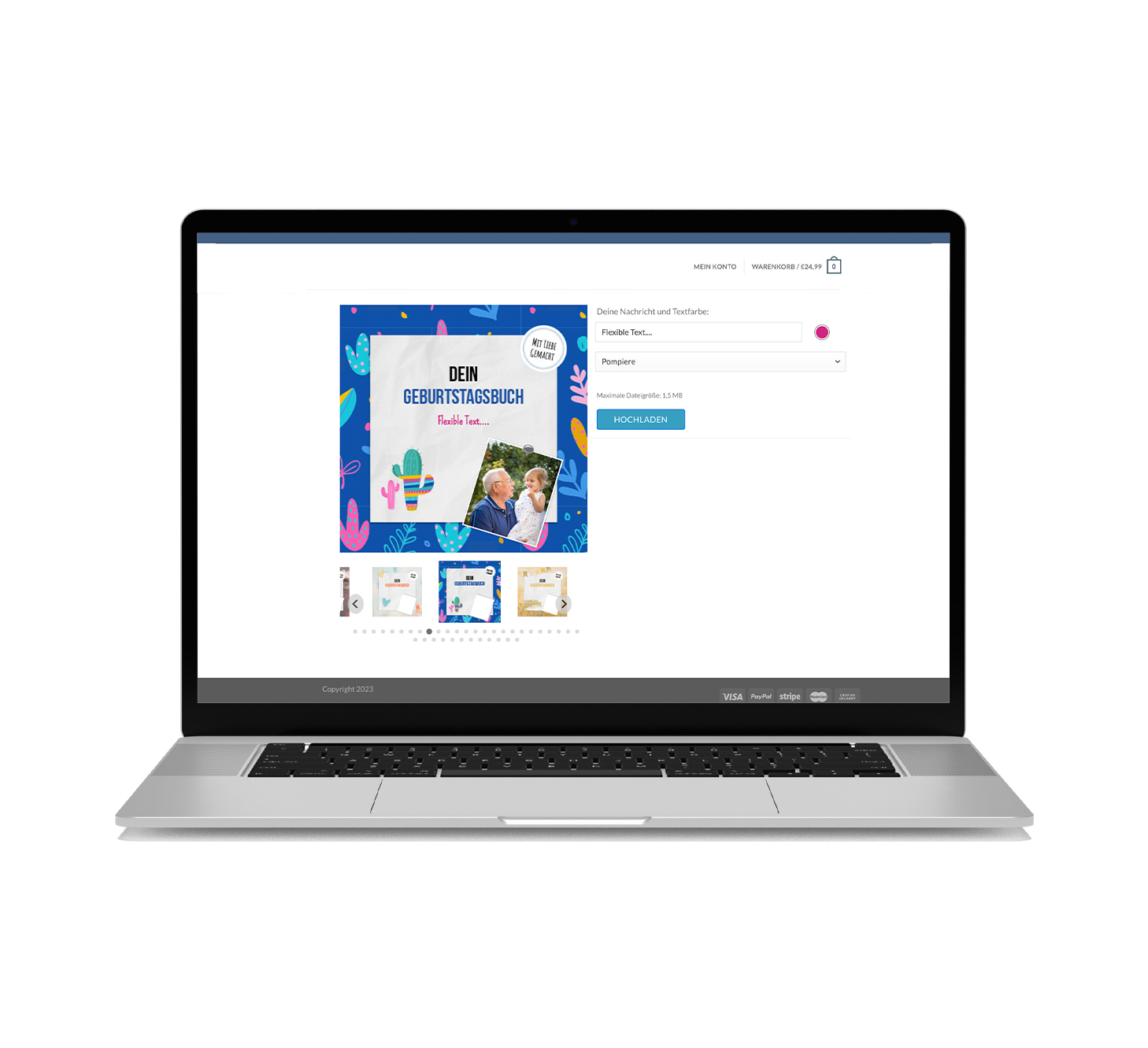 Configurator for gift books with templates. 3