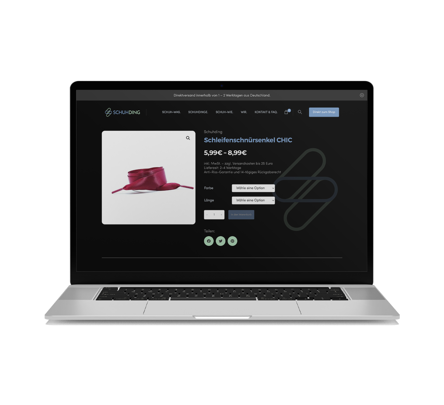 Online Shop für Verkäufer von speziellen Schnürsenkeln. 1
